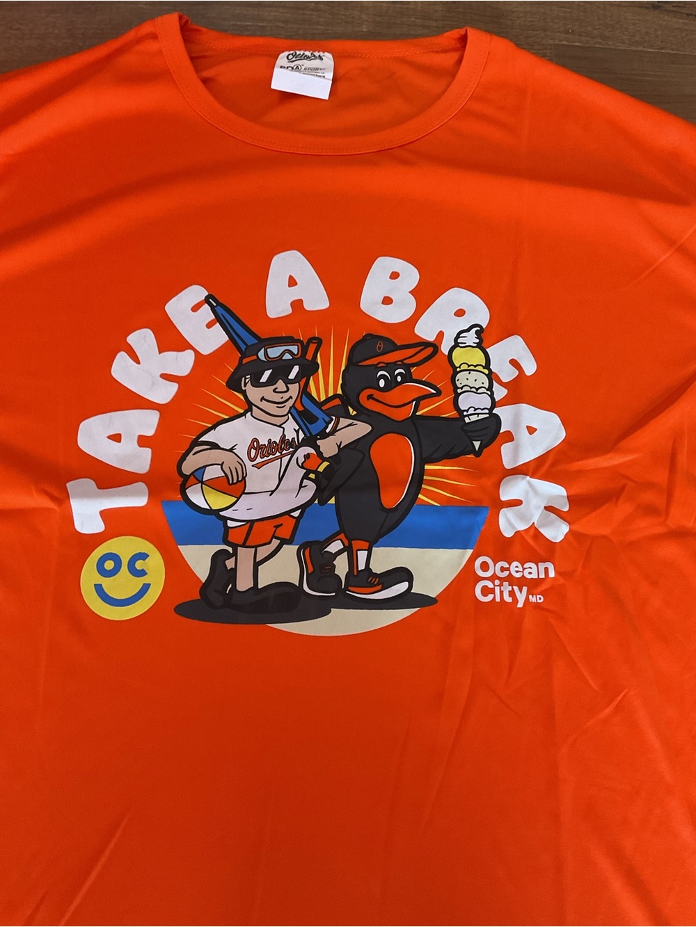 Baltimore Orioles Take A Break Ocean City  Mr. Splash Shirt SGA XL New